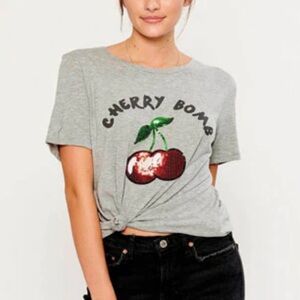 south parade top Cherry Bomb Graphic Tee - Gray nwot sz small